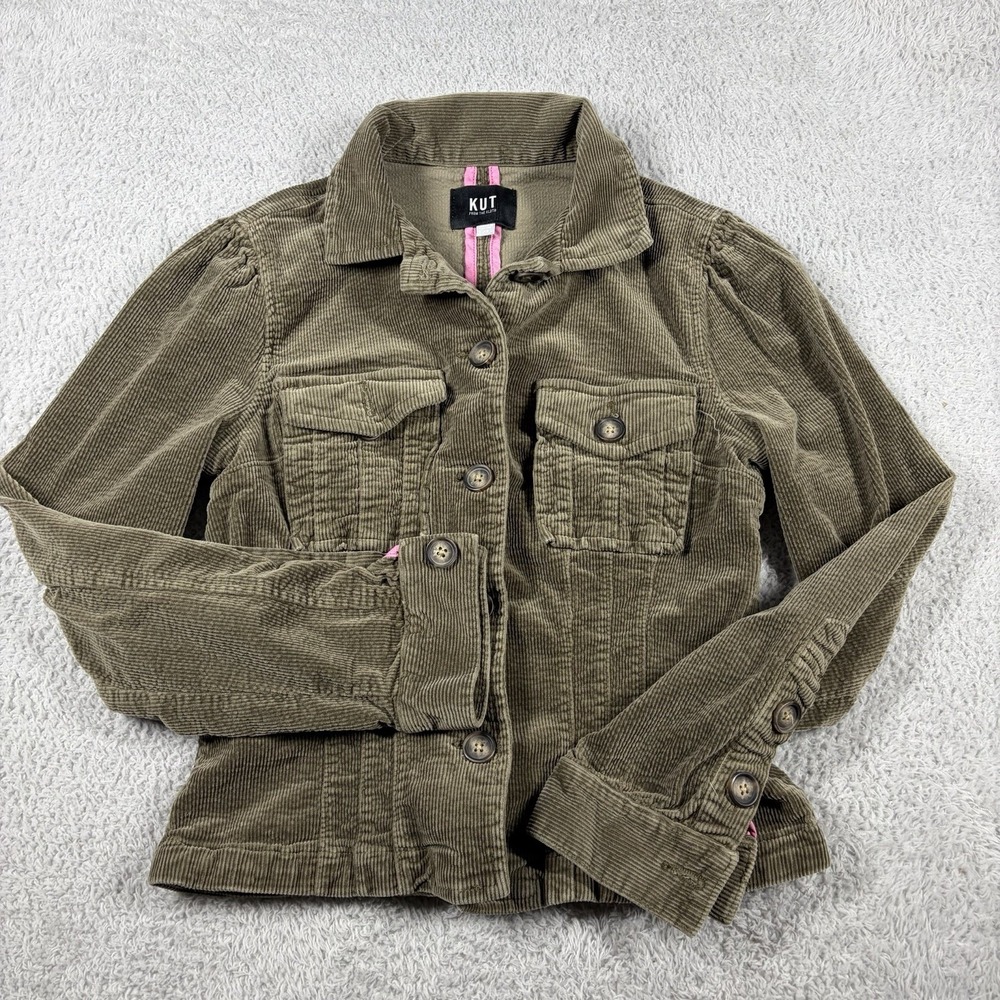 Kut from the Kloth Corduroy Jacket Womens XS Brown Button Up Stretch 157365